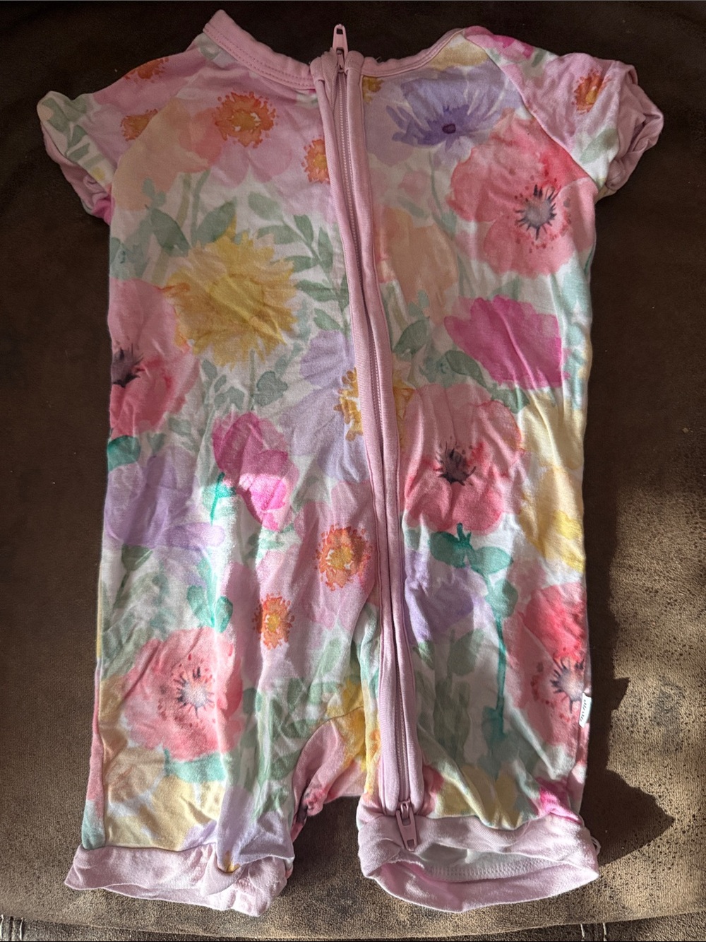 Little Sleepies Pink Multi Floral Zip-Front One-Piece